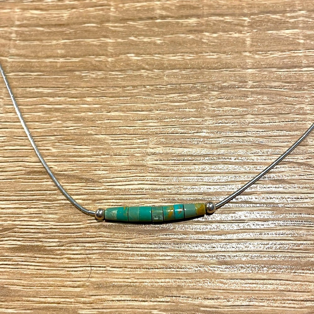 Liquid silver and turquoise necklace